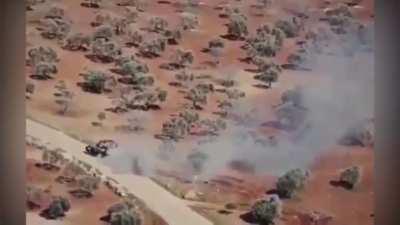 Turkish APC being territorial against SAA tank. February 2020 Idlib