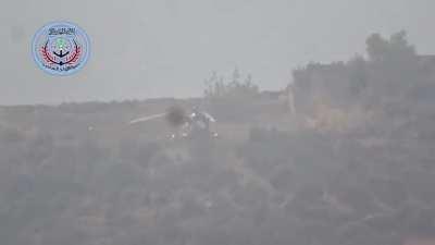 Opposition BGM-71 TOW team targets a grounded SAA helicopter in Latakia, Syria - 11/24/2015