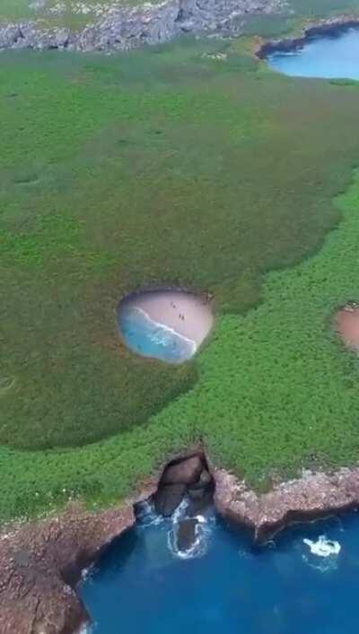 This hidden beach in Marieta Island