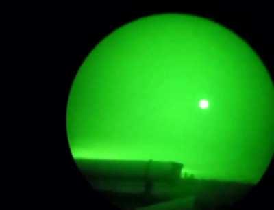 Russians observe thru NVG the shot of a Ukrainian 155mm cluster munition shell (likely M864). 