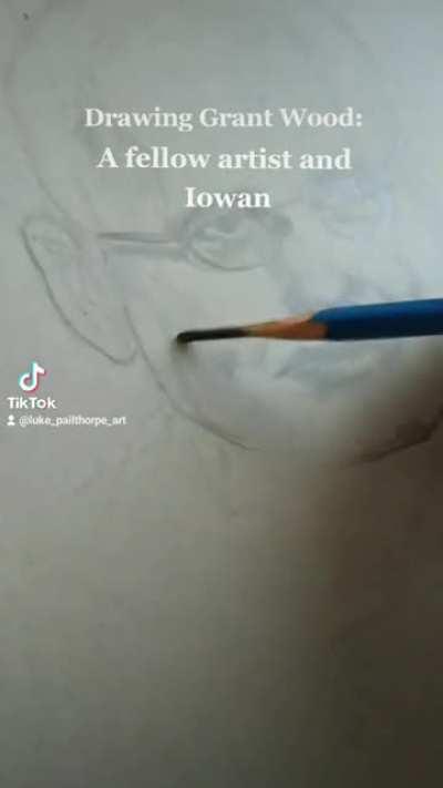 Drawing a Portrait of Grant Wood