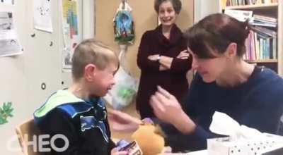 Deaf kid, Dylan hears his mom for the first time