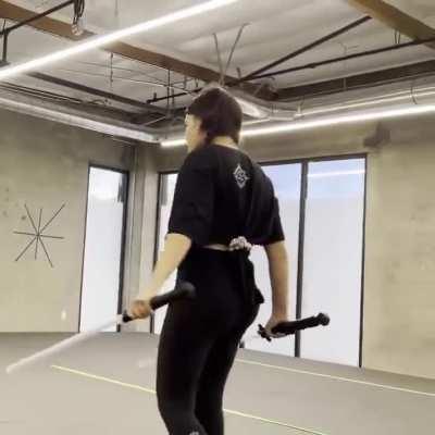 Ariana's magnificent sword practice