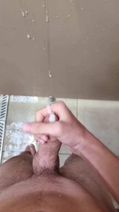 Nothing better then cum in a public shower and share it with you