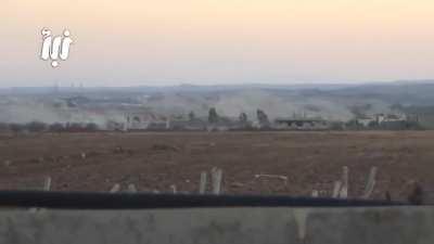 Video shows the receiving end of high-caliber AA fire AKA &quot;techincals&quot; - Umm al-Mayazan Checkpoint, Daraa - 10/20/2014