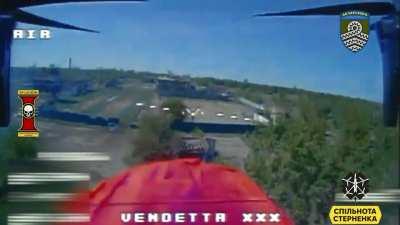 Ukrainian Vendetta XXX large drone destoys building with russians within