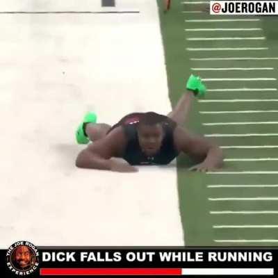 dick falls out while running