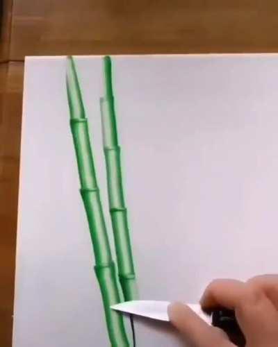 Painting bamboo with only a knife