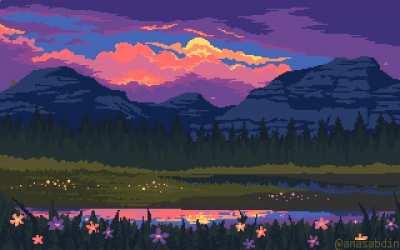 Hey Yellowstone! I drew you this pixel art scene! Enjoy your day <3