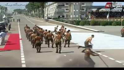 The Algerian military doing push ups