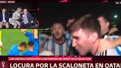 Argentinian fans singing a xenophobic and homophobic chant directed to the black players of the French National Team on live TV in Doha