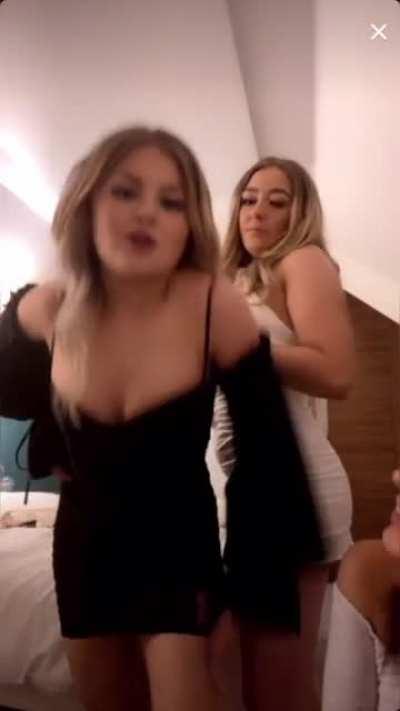 Black dress near pussy slip, white dress nip slip.