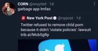 I love Twitter, good thing they have such a good policy against child pornography and pedophilia