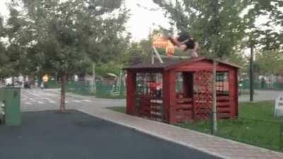 Jumping over the shed