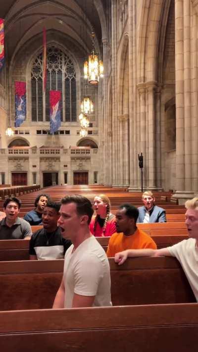 Singing the Halo theme song in a cathedral.