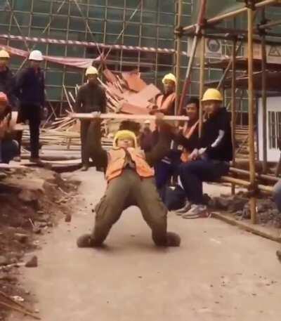 Construction worker getting his Michael Jackson on.