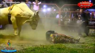 Bull Rider gets Stomped in the Dirt in Slo-Mo