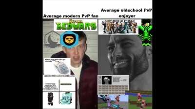 Minecraft average modern PvP fan vs MCPvP enjoyer