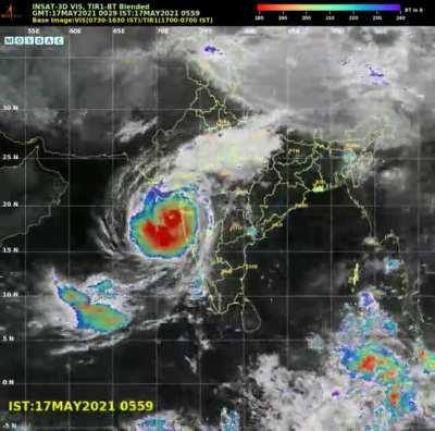 Timelapse of cyclone Tauktae. Made with data from INSAT-3D taken from MOSDAC.