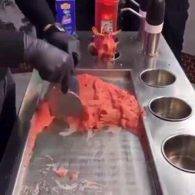 Making watermelon squares