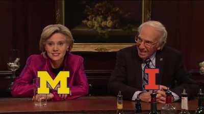 [Gif War] Michigan celebrates winning the B1G while Illinois protests.