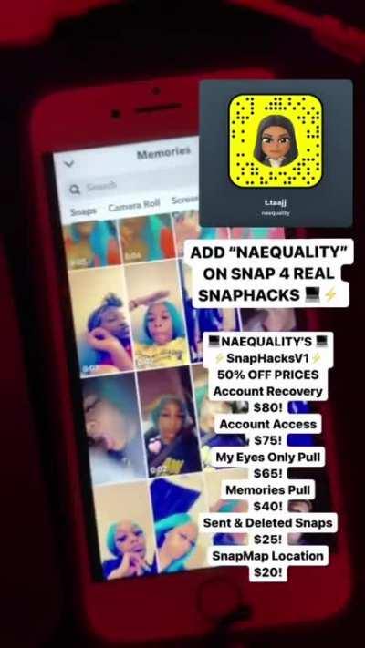 Account Banned? Her Account Need Accessed? Or Maybe Just To Get Into Her My Eyes Only &amp; Messages? Add Us Via Snapchat &quot;NAEQUALITY&quot; // &amp; PM &quot;@NAEQUALITYY&quot; To Order TODAY! Verifiable Proof + Group In Comments Below!