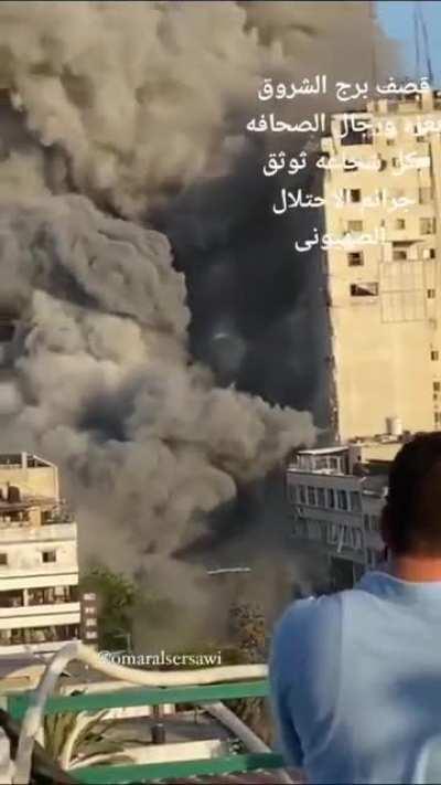 Best footage of Israeli airstrikes on Shorouk Tower in Gaza