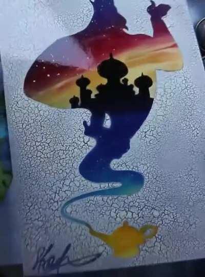 Making Disney's Genie from Aladdin glow in the dark art