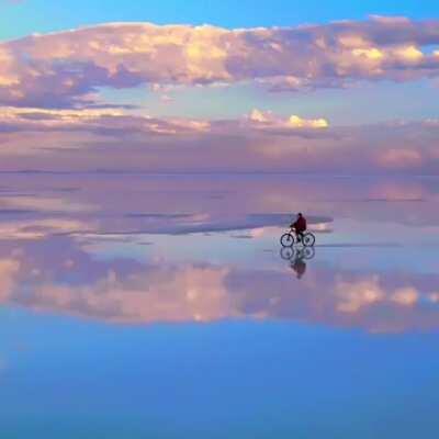 When the sky meets the Earth , Salar de Uyuni, Bolivia