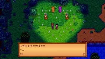 I don't know if this will present right, but my guy made a cut scene and programmed it into our joint game to propose to me earlier this year &amp;lt;3