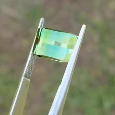 Spectacular “Pixel Cut” Bicolor Congo Tourmaline