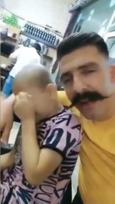 Holesome 100 man comforts crying child