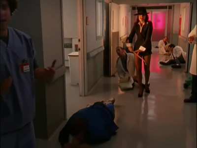 Julianna Margulies Hits Numerous Men in the Balls With a Cane in Scrubs 4x9