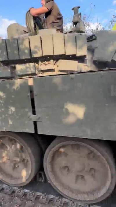 Ukrainian tank driving towards the front. Siversk area, summer 2024.