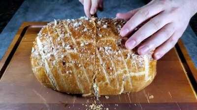 Cutting open Beef Wellington