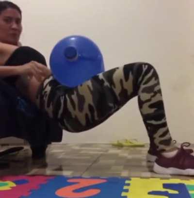 WCGW working out with a water jug