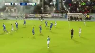 League of Ireland match between Waterford and Shamrock Rovers suspended due to fireworks detonating on the pitch and in the stands