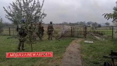 Ukrainian &amp;amp; foreign legion fire destroyed a barn that Russian troops were known to be hiding out in very recently, in Eastern Ukraine.