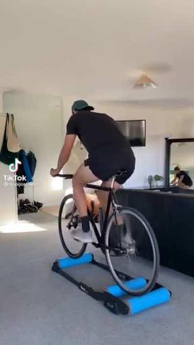 This tool turns your bicycle into an indoor exercise bike.