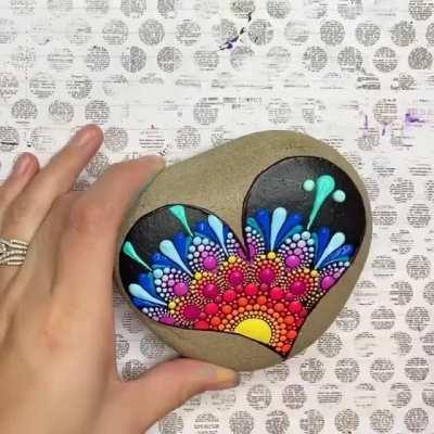 Mandala dot art on a stone