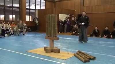 Tameshigiri Master demonstrates how lethal Katana could be with proper technique and skills