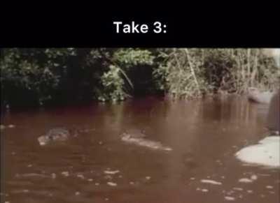 Stuntman Ross Kananga’s attempts at jumping across crocodiles in the James Bond film “Live and Let Die” in 1973. 