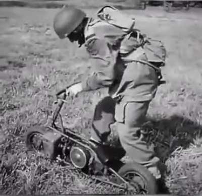 The Welbike - a British motorcycle fitted in an air drop canister for use during World War II