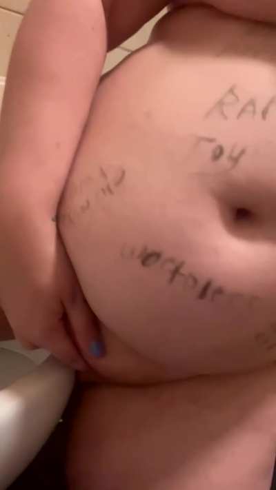 My pathetic whore grinding her fat cunt against her toilet