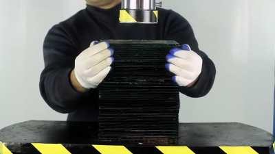 Hydraulic Press vs a Stack of Glass Sheets