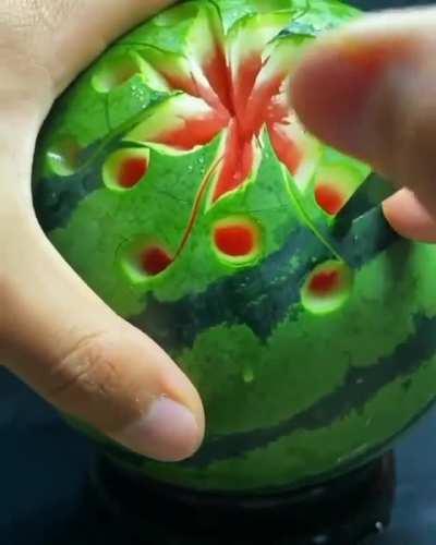 Intricate watermelon carving