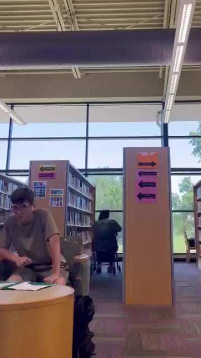 Entitled white boy harasses elderly, disabled black woman at Newtown library.   