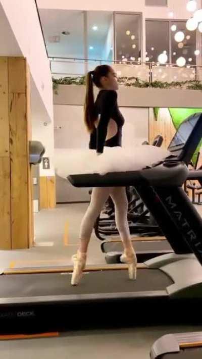 I'm not sure why I find a ballerina walking on a treadmill so satisfying, but here we are