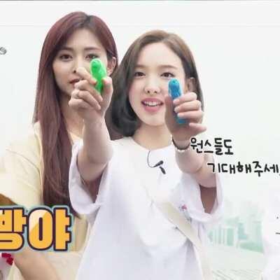 200710 - Nayeon and Tzuyu's reaction when Nayeon accidentally shot the camera with the water gun