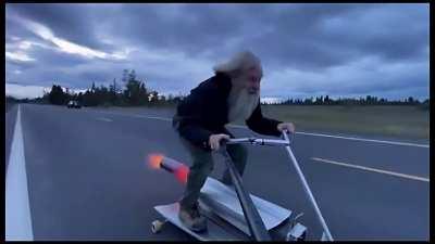 Undercover santa blastin jet scooter